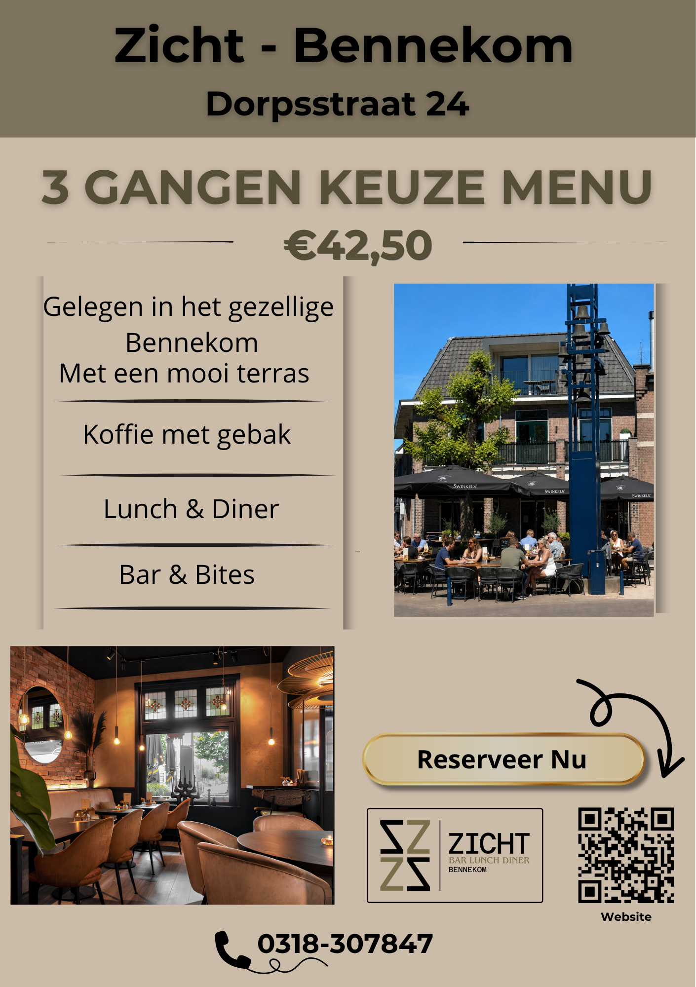 3 gangen keuze menu voor €42,50